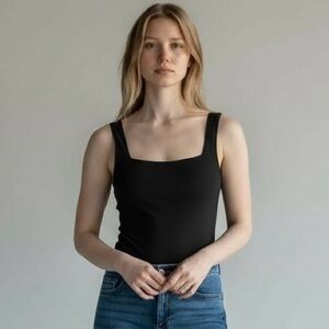 Vici Square Neck Black Bodysuit (Size M)